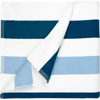 The One Towelling Handtuch 'Stripe' T1-STRIPE navy blue/light blue/white 90 x 190 cm