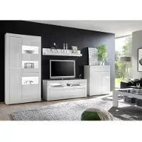 IMV Wohnwand 4 Carat Anbauwand Wohnzimmer weiß Hochglanz