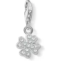 Thomas Sabo Charm-Einhänger "Kleeblatt", bunt (silberfarben, weiß, weiß), Charms, Damen, Silber 925 (recycelt), Charm-Einhänger, mit Zirkonia (synth.)