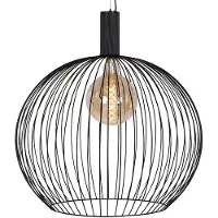 QAZQA - Modern Design Hängelampe I Pendellampe I Pendelleuchte rund schwarz 70 cm - Wire Dos I Wohnzimmer I Schlafzimmer - Stahl Länglich - LED geeignet E27