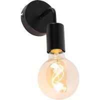 QAZQA - Moderne Wandleuchte schwarz 15,5 cm - Facile I Wohnzimmer I Schlafzimmer - Stahl Rund - LED geeignet E27