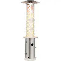 Blumfeldt Terrassenheizer, Outdoor-Gasheizstrahler, Heizpilz Gas für Terrasse, Garten & Balkon, Terrassen-Heizer mit Elektrischer Zündung, 360°Flammen-Blick, Gas-Heizstrahler mit Bodenrollen