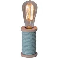 Näve Tischleuchten - Tischleuchte "MAX" türkis/weiß h: 12cm, Tischlampe im Stil Junges Wohnen, aus Metall, Kunststoff und Textilmaterial in türkis, 12 cm hoch, Ø 7,5 cm, E27-Fassung – Schnurschalter