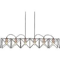 Searchlight Hängeleuchte, Käfig Design, schwarz, H 145 cm, ANTHEA