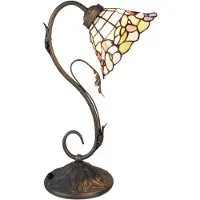 Clayre & Eef Tiffany Tischlampe 32x20x48 cm Weiß Grün Glas Blumen