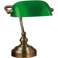 Markslöjd Bankers Tischleuchte 25 cm Oxide/Green - , Bankers, Bronze / Altmessing, für Wohnzimmer, Glas, Antik