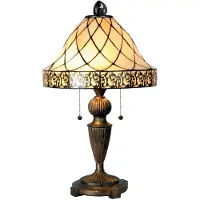 Clayre & Eef Tiffany Tischlampe Ø 36x62 cm Beige Braun Glas