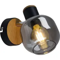 Näve Wandleuchten - Glas-/Wandspot "FUMOSO" H: 16cm, Wandlampe im Retro Style, ausMetall und Glas in schwarz, 16 cm hoch, Maße 14 x 10 cm, E14-Fassung