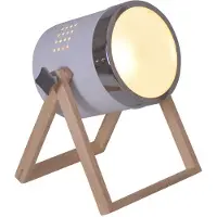 Näve Tischleuchten - Tischleuchte "TIM"weiß/satiniert h: 28cm, Tischlampe im Industrial Style, aus Metall und Naturmaterialien in weiß, 28 cm hoch, Ø 21 cm, E27-Fassung – Schnurschalter