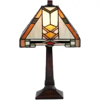 Clayre & Eef Tiffany Tischlampe 22x22x38 cm Beige Gelb Glas