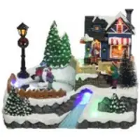 Décoris LED Winterlandschaft Karussell beweglichen Teilen batteriebetrieben