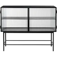 Ferm Living Haze Sideboard Geripptes Glas Schwarz