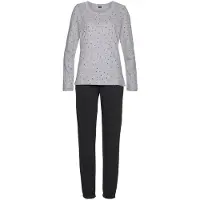 Vivance Pyjama mehrfarbig Gr. 36/38 für Damen. Rundhals und Allover-Druck, Kontrastdetails. Bequem. Nachhaltig.