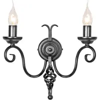Elstead Lighting Elstead Harlech Wandleuchte E14 2-fach Schwarz, UK