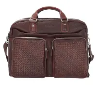 Bugatti Reisetasche mit Laptopfach Woven Weekender Darkbrown braun