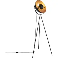 QAZQA Stehlampe schwarz mit goldenem 42 cm verstellbarem Stativ - Magnax