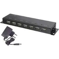 Renkforce RF-4791678 USB-Hub 7 Port USB-A USB 2.0 480 MBit/s Metallgehäuse, zur Wandmontage Schwarz RF-4791678