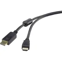Renkforce DisplayPort / HDMI Adapterkabel DisplayPort Stecker, HDMI-A Stecker 1.80 m Schwarz RF-4382727 mit Ferritkern,