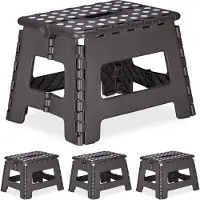 Relaxdays 4 x Klapphocker faltbar M dunkelgrau Anthrazit,Weiß