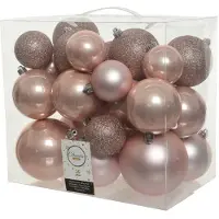 Christmas Decoration Weihnachtskugeln Kunststoff Mix 6-10cm rosa, 26er Set