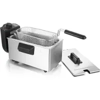 Emerio DF-120482, Fritteuse, 3 l, Doppel, Schwarz, Edelstahl, Drehregler, Eigenständig