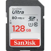 SanDisk ULTRA, 128 GB, SDXC, Klasse 10, UHS-I, 80 MB/s, Class 1 (U1)