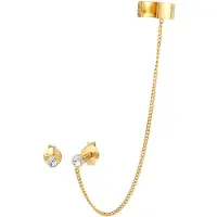 Elli Ohrringe Earcuff Stecker Rund Kristalle Silber Elli Gold
