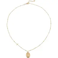Elli Kette mit Anhänger "Kugelkette Kreuz Marienbild 925 Sterling Silber" Gr. 45, gold, Halsketten, Damen, 45, ohne Stein, Silber 925 (Sterlingsilber), L: 45, Kette mit Anhänger