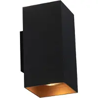 QAZQA - Design Design-Wandleuchte quadratisch schwarz mit Gold I Messingener Innenseite - SabI 2-flammig I Wohnzimmer I Schlafzimmer I Up & Down - Aluminium Quadratisch - LED geeignet GU10