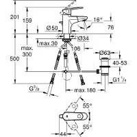 GROHE Europlus Waschtischbatterie mit herausziehbarem Auslauf chrom - 33155002