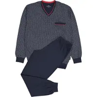 Götzburg Pyjama "Manhattan" 2 tlg. Langarm, V-Ausschnitt, lange Hose, V-Ausschnitt, Baumwolle