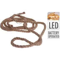 Home Styling Collection FESTE BATTERIEBETRIEBENE GIRLANDE 30 MIKROLEDS JUTE-SEIL WARMWEISSES LICHT 3,03 M