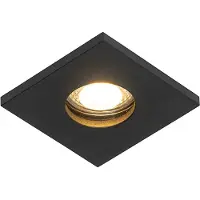 QAZQA - Modern Modernes Bad Bad I Badezimmer Außen Einbau Spot schwarz - Doku I Außenbeleuchtung - Aluminium Quadratisch - LED geeignet GU10