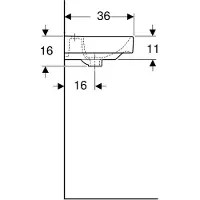 Geberit Handwaschbecken Smyle Square asymetrisch 45 cm weiß mit Beschichtung 500222018