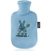 Fashy Wärmeflasche mit Flauschbezug blau