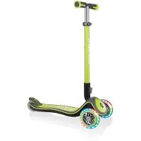 Globber ELITE DELUXE LIGHTS – Tretroller Kinder, 120/80 mm, ABEC 5, 3-rädrig, höhenverstellbar, LED-Rollen, lime grün