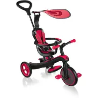 Globber EXPLORER TRIKE 4in1 – Kinderwagen, Dreirad und Laufrad, 10/8,5 Zoll, TPR-Sitz, höhenverstellbar, rot