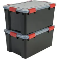 IRIS OHYAMA Set mit 2 luftdichten Aufbewahrungsboxen - Luftdichte Box - AT-L - Schwarz und transparent - 50 L - 59 x 39 x 29 cm