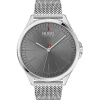 HUGO Zertrümmern Uhr 1530135 Quarz Edelstahlgehäuse Grau Zifferblatt 5 ATM wasserdicht