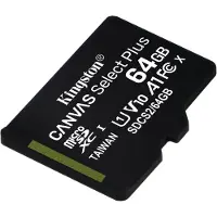 Kingston Technology 64GB micSDXC Canvas Select Plus 100R A1 C10 Einzelpack ohne Adapter, 64 GB, MicroSDXC, Klasse 10, UHS-I, 100 MB/s, Class 1 (U1)