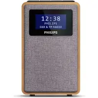 Philips TAR5005/10, Uhr, Digital, DAB, DAB+, FM, 1 W, LCD, Grau, Holz