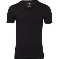 Olymp T-Shirt "Casual", Herren, Gr. L, schwarz, Obermaterial: 94% Baumwolle, 6% Elasthan, unifarben, Basic, schmal, V-Ausschnitt, abgesteppt, Shirts T-Shirt, V-Ausschnitt, Ideal zum Unterziehen