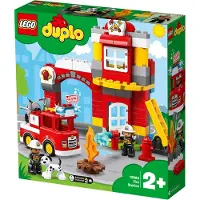 LEGO 10903 DUPLO Feuerwehrwache mit Feuerwehrauto und Feuerwehrmann-Figuren, Motorikspielzeug, Feuerwehr Spielzeug für Kleinkinder, Licht & Geräusche
