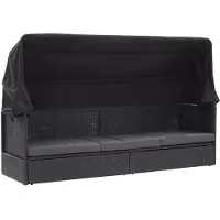 vidaXL Outdoor-Sofabett mit Dach Poly-Rattan Schwarz