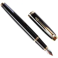Parker - IM Fountain Pen - Black Lacquer with Gold Trim - Medium Nib with Blue Ink - Gift Box