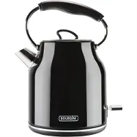 Bourgini Nostalgischer Wasserkocher Deluxe - Schwarz - Retro Design - 1.7L