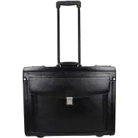 Dermata 2 Rollen Pilotentrolley Leder 39 cm Laptopfach