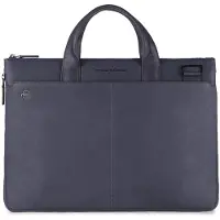 Piquadro Black Square Schmale Laptoptasche 15.6" erweiterbar oceanblau