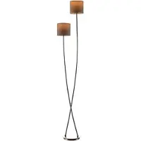 LUCANDE Juljana 2 Stehleuchte Taupe - , Juljana, Beige, für Wohnzimmer, Stoff / Textil, Modern