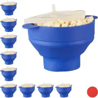 Relaxdays 10 x Popcorn Maker Silikon blau Blau,Transparent